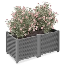 Relaxdays Pflanzkübel in Rattan-Optik Grau