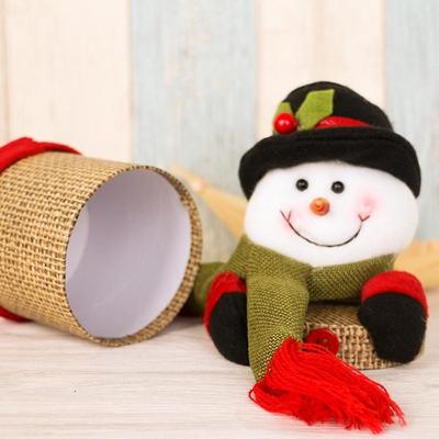 Inspired Deals Cute Snowman Christmas Gift Box Linen Christmas Candy Jar Holiday Treat Container snowman Shape