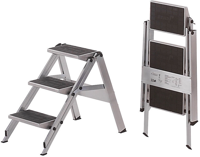 kaiserkraft Alu-Klapptreppe, Stufen Alu mit PVC-Belag, ohne Sicherheitsbügel, 3 Stufen