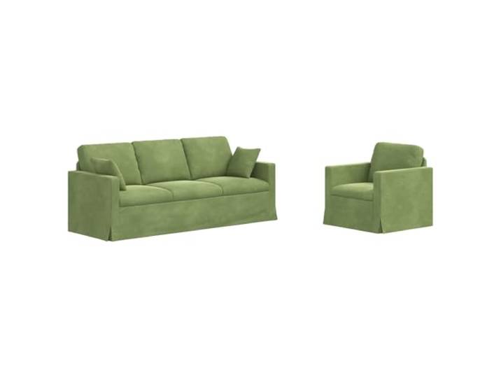Makastle Sofa Couch 2er Set Hellgrün Samt