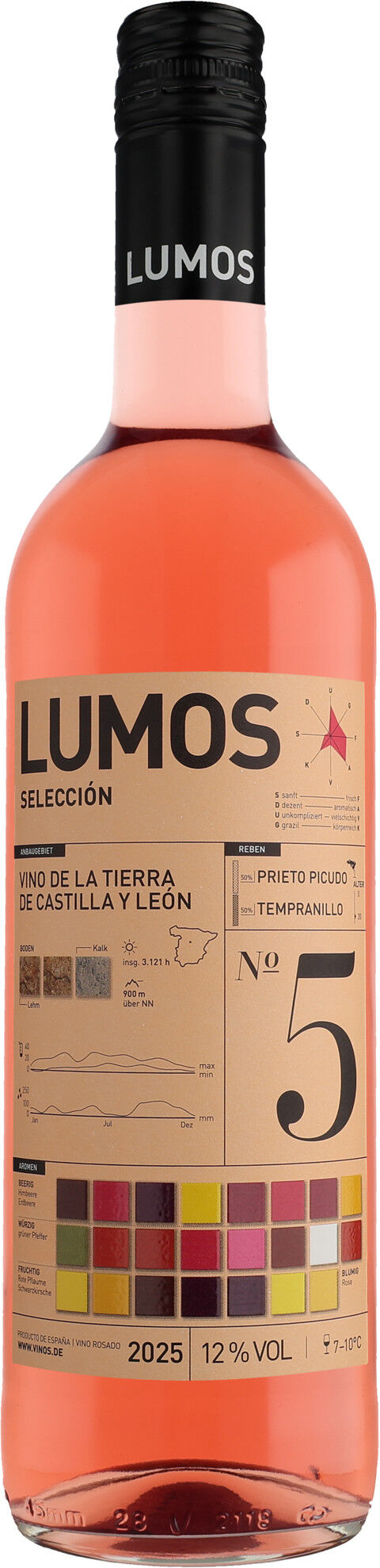 LUMOS No.5 Rosado 2025 12% Vol. Roséwein Trocken aus Spanien