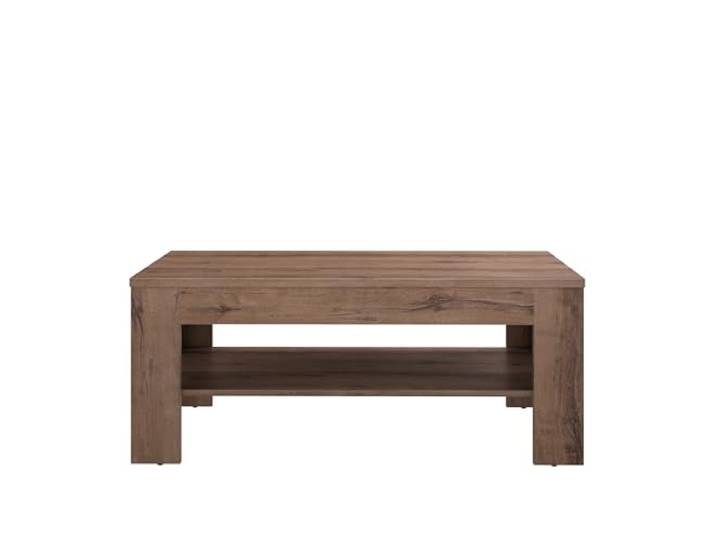 möbelando Couchtisch >Savona< (B/H/T: 110x45,5x60 cm) in Schlammeiche-Optik überzeugt mit modernem Design, stabilem Spanplatten-Korpus und praktischem Ablageboden.
