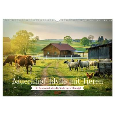Bauernhof-Idylle mit Tieren (Wandkalender 2027 DIN A3 quer), CALVENDO Monatskalender