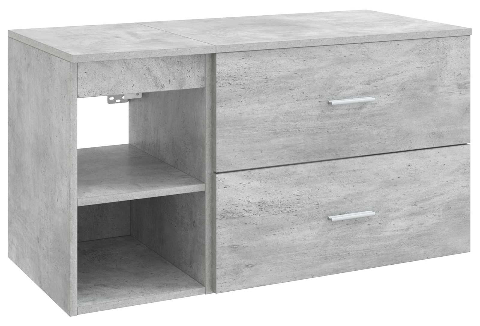 vidaXL Badkamerkast met lades en houtvezel, wandmontage