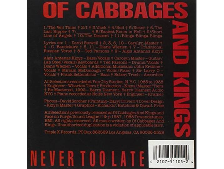 Of Cabbages And Kings - Never Too Late