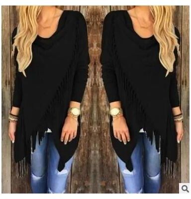 Uplifted Finds Women Mid Length Oversized Fringe T Shirt Casual Diagonal Pattern Top xl black