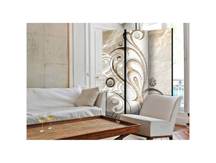 Paravent Stone Butterfly Polaire Beige 135 x 172 x 3cm 3 éléments