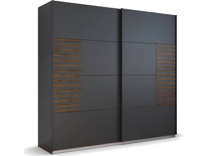rauch Schwebetürenschrank Kleiderschrank Schrank Garderobe Schlafzimmerschrank BAREA Front mit Auflage in moderner Lamellen-Optik MADE IN GERMANY