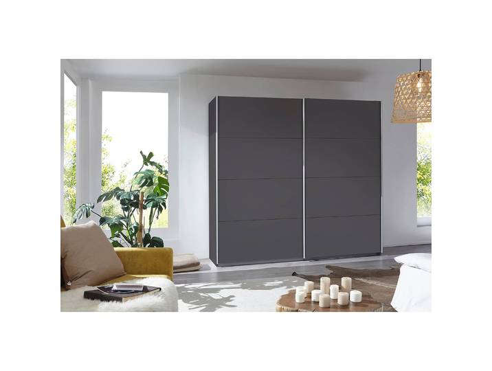 Schwebetürenschrank I 226cm Grau/Graumetallic Premium ohne Spiegeltür/-en