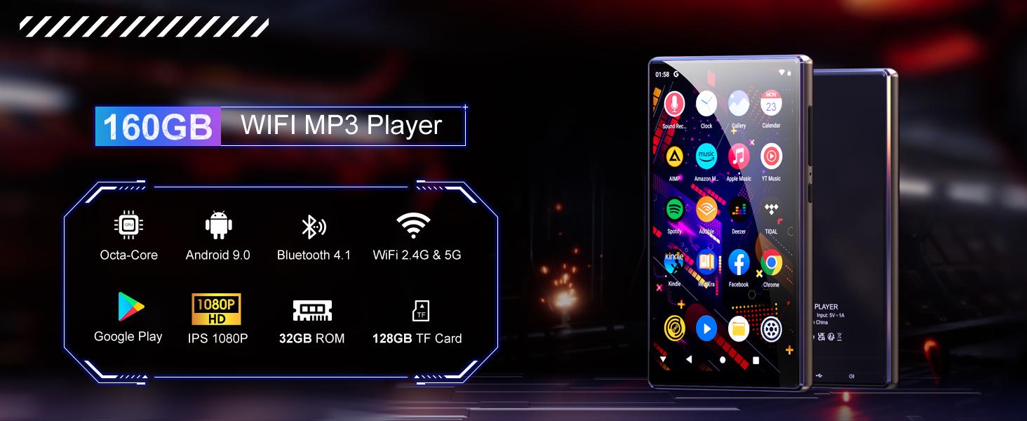 MP3/MP4-Player - H11pro - 96 GB Speicher - Bluetooth - WLAN - 12,7 cm Touchscreen - 1280 × 800 - Integrierter Lautsprecher