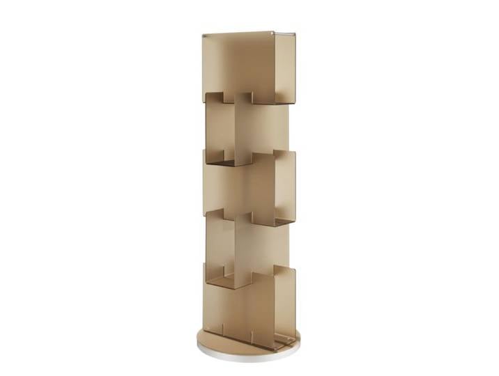 EMPORIUM bibliothèque verticale avec base pivotante BABELE (fumée brun satiné - Verre acrylique et MDF)