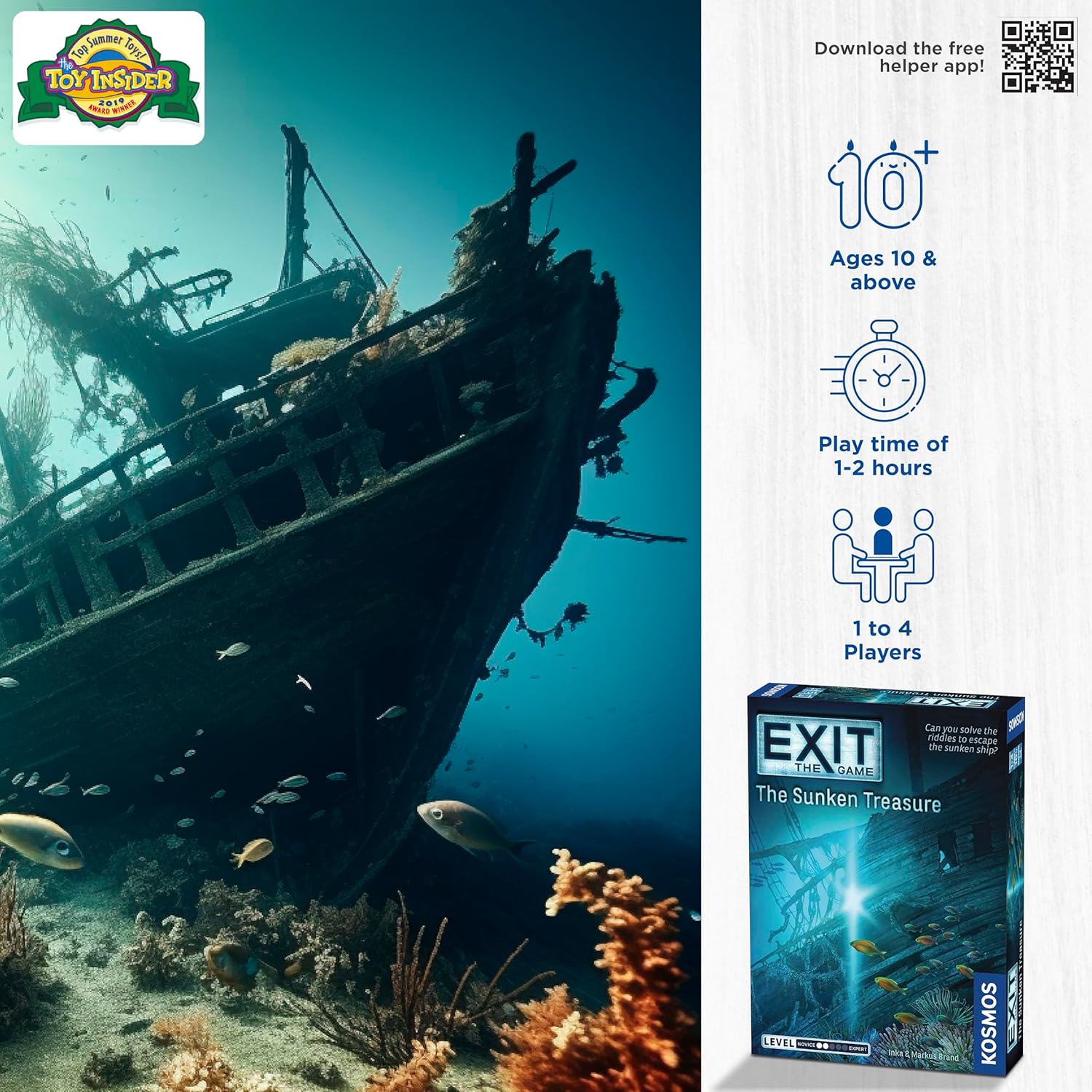 Thames & Kosmos EXIT: The Sunken Treasure – Escape Room Game, Level 2/5, 1–4 Players, Ages 12+ (694050)
