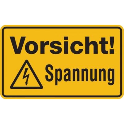 Warnschild, Vorsicht! Spannung - 200x120 mm Folie selbstklebend