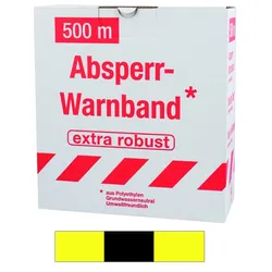 FLUID 10048 Absperrband Warnband ROBUST Gelb Schwarz gerade / geblockt Länge 500m