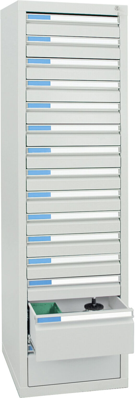 Stumpf Schubladenschrank Serie ESTA, 15 Schubladen lichtgrau (13x100, 2x200mm) ; Stumpf Metall (7605607)
