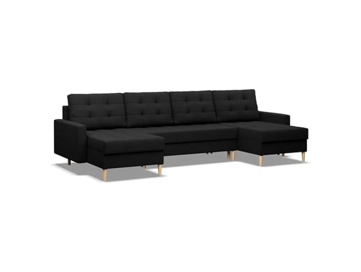 Mebligo - Ecksofa Elma, U-Sofa mit Schlaffunktion und Bettkasten, U-Form (BxTxH) 294 x 140 x 88 cm, Wohnzimmer, Schlafsofa, Schwarz (Lux 23)