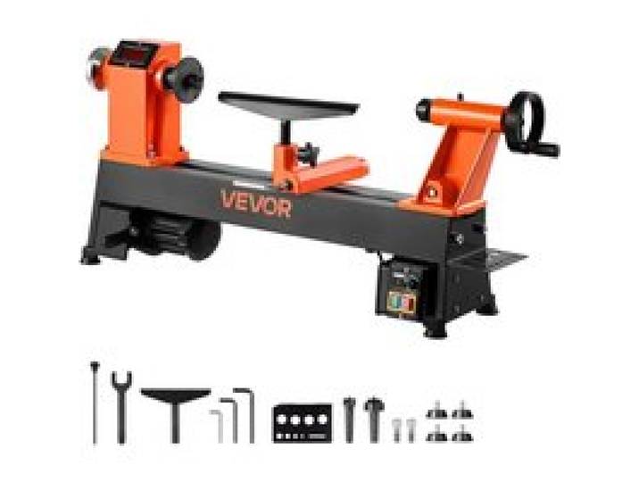 VEVOR Drechselbank, 1 PS/750 W, Drechselmaschine mit variabler Drehzahl von 150 bis 3800 U/min, Drehtischmaschine 304 x 465 mm Werkbank, Drehbank, für Anfänger & Heimwerker in der Holzbearbeitung