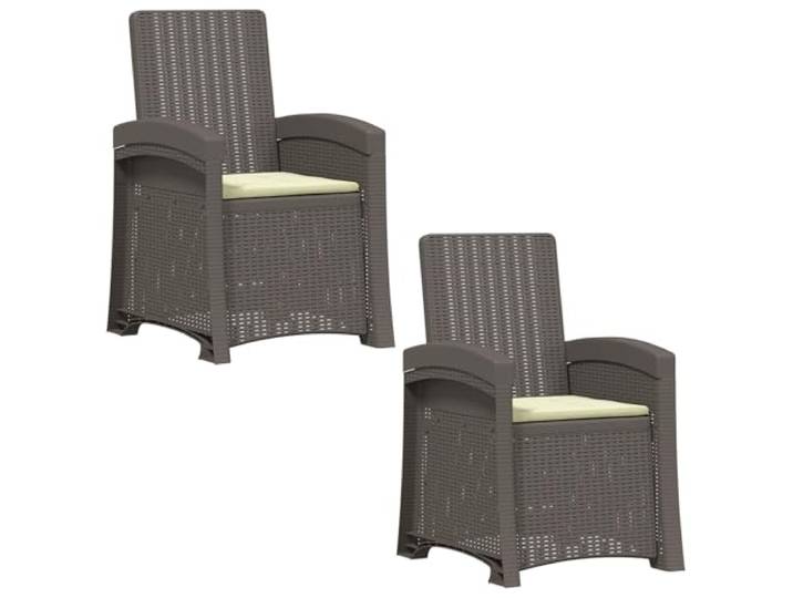 FDSAQOPT Liegesessel Garten Rattan-Optik 2 STK. Hellgrau und Creme PP Polypropylen, stabiler Rahmen, 3-fach verstellbar, Außenbereich, Garten Terrasse Balkon