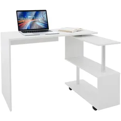 ML-Design Eckschreibtisch Weiß Hochglanz, 150x88x75 cm, L-Form Schreibtisch mit drehbarer Winkelkombination & 4 Rollen, Arbeitstisch für Home Office