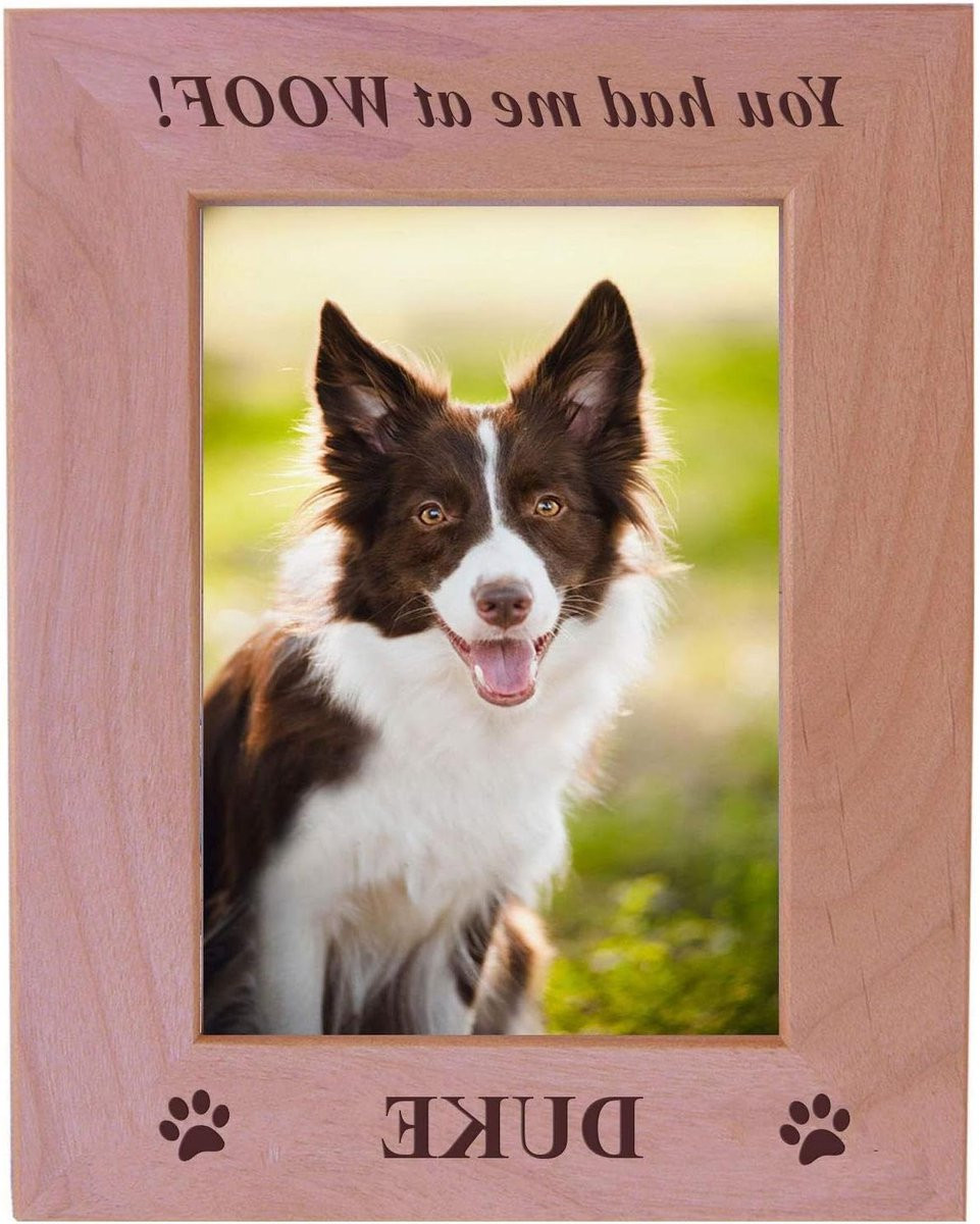 Honden Fotolijst van Gegraveerd Elzenhout - Natuurlijke Herinnering voor je Huisdier - 4x6 Verticaal