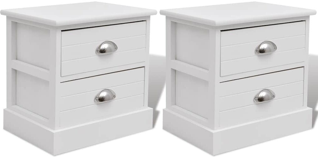 vidaXL Table de chevet en style français 2 pcs Blanc
