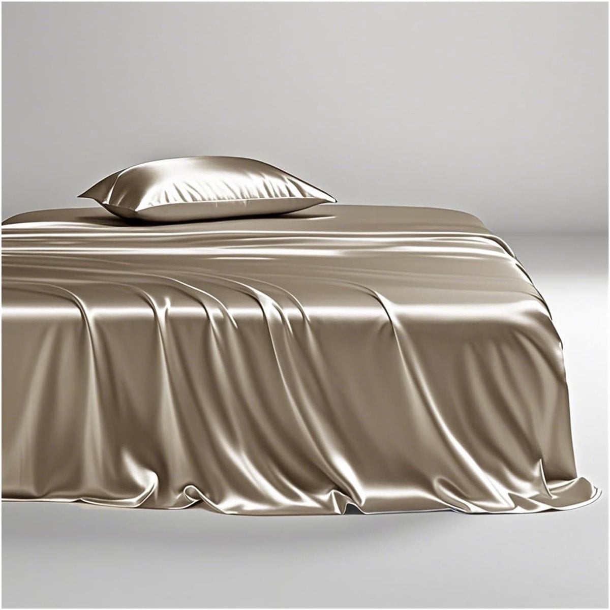 Satijnen plat laken Khaki 230 x 250 cm