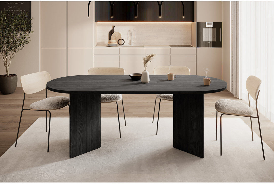 Brayden Studio Ovo Round Dining Table Black
