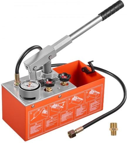 VEVOR Hydraulische druktestpomp met dubbele klep en manometer, 6,06 L, 0-30 bar, Rood