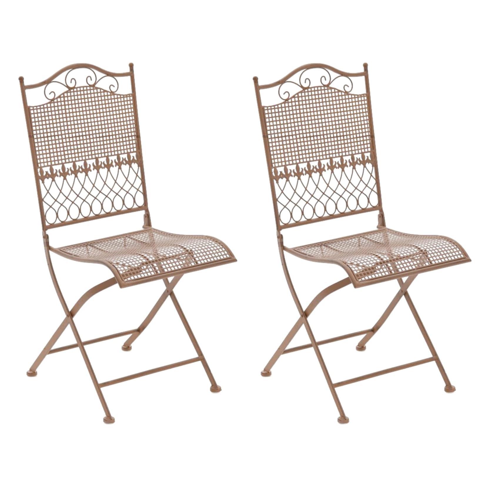 CLP 2er Set Gartenstühle klappbar Kiran, romantische Metallstühle aus Eisen im Jugendstil, ideal für Terrasse, Balkon und Garten