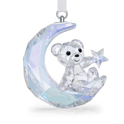 Dekohänger SWAROVSKI "Kristallfigur Sammelfigur Kris Bär Mond Ornament", transparent (kristallweiß, weiß, metallfarben), Dekohänger, Baumwolle, Kristallglas, Metall, Swarovski Kristall