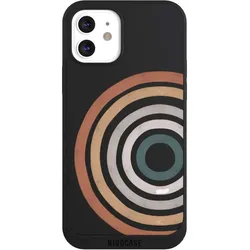 Nivocase Handyhülle für Apple iPhone 12 Hülle NIVOpure Case Schwarz Kreise Regenbogen Wasserfarbe (Apple iPhone 12), Smartphone Hülle, Schwarz, Mehrfarbig
