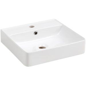 Fackelmann Waschbecken Vaida, aus Keramik, weiß, Aufsatzwaschbecken mit Hahnloch, (B/T) 40,5x40,5cm
