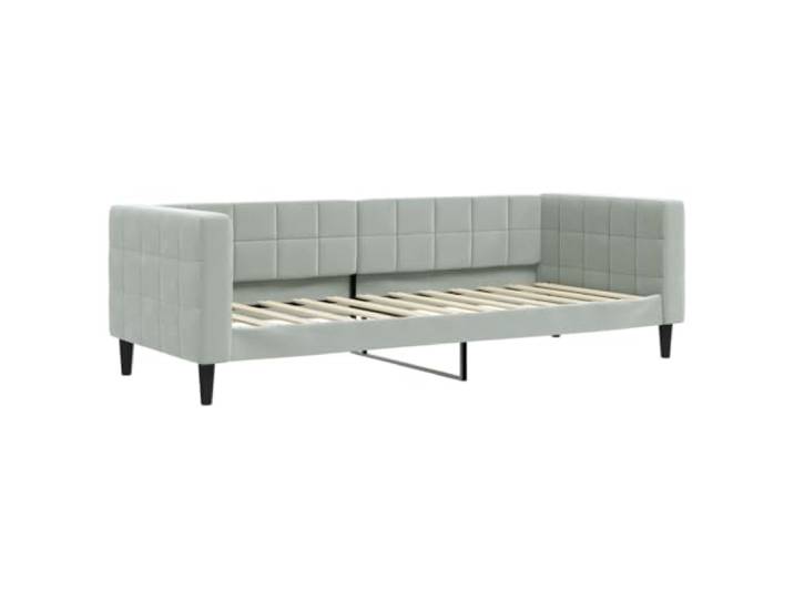 KTHLBRH Schlafsofa Hellgrau 90 x 200 cm mit Matratze aus Samt Struktur aus Holz und Metall, modernes Design, 2 in 1, einfache Montage