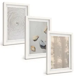 BILDER SET 3er Set - 20x30 cm Weißer Rahmen - Boho-Naturtexturen und -Strukturen