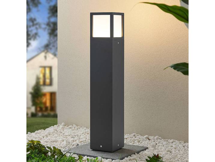 LED Wegeleuchte Dewari Lucande, alu / grau / zink, Aluminium, Modern, LED Außenleuchte