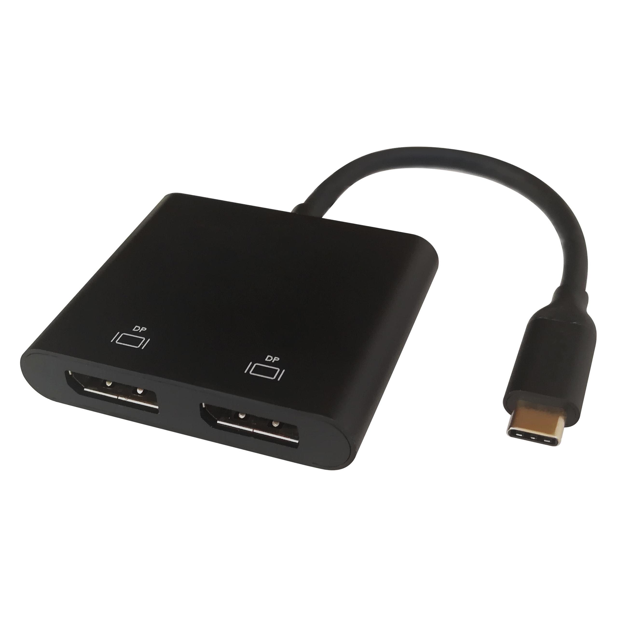 Deltaco USB-C til 2 x Displayport 4K/60Hz HUB (DisplayPort) (USBC-2DP)