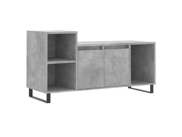 KUPTYERFG TV-Schrank Betongrau 100x35x55 cm Lowboard Medienschrank Stilvolles TV-Möbel mit 5 Fächern und Türen für Wohnzimmer oder Schlafzimmer. Bietet Ordnung und Schutz vor Staub.