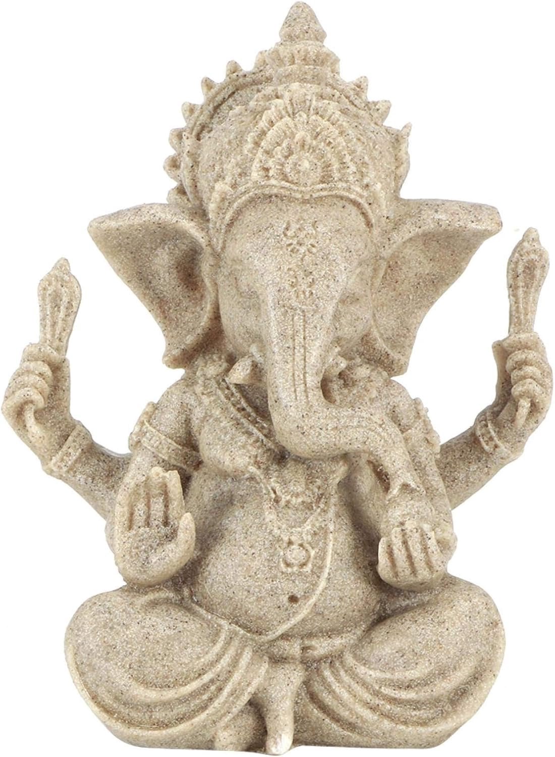 Ganesha Olifant Beeldje - Handgemaakt Decoratie van Zandsteen Hars