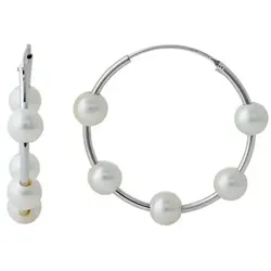 PERLEA Creolen Süßwasserzucht- perlen 6-7mm Silber 925
