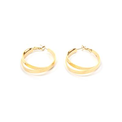 Paar Creolen FIRETTI "Ohrschmuck 2-reihig", gold (gelbgoldfarben), Ohrringe, Damen, 35mm, Metall