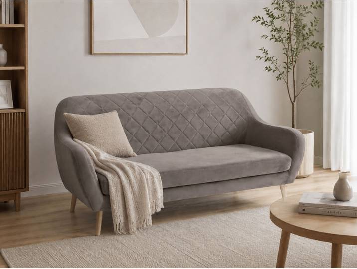 Graues 3-Sitzer-Sofa CORANTI VELVET