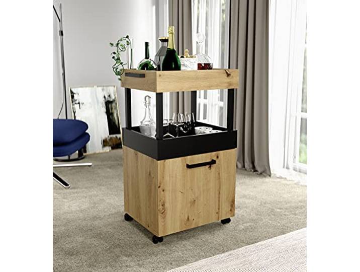 möbelando Barschrank Minibar Rollwagen Hausbar Schrank Küchenwagen Barwagen Hydra II