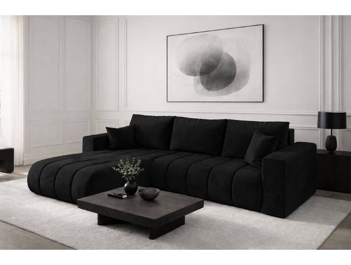Kaiser Möbel Ecksofa Sofa L-form mit Schlaffunktion im Veloursstoff Monolith MILO PREMIUM, Ecksofa, Hydrophobe Beschichtung,Pflegeleicht,Abriebfest,Modernes Design
