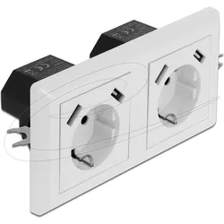 Delock Steckdose 2P+E, Elektronikkabel + Stecker, Weiss