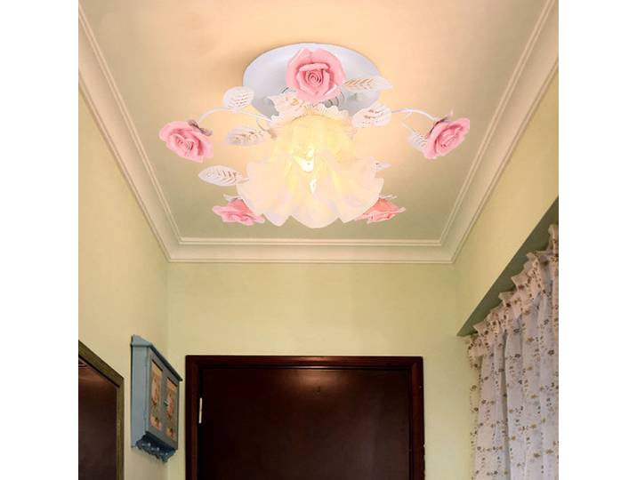 Plafonniers pastoraux japonaises Rose en fer forgé fleur lampe porche allée montage plafonniers cuisine éclairage domestique 110-265V