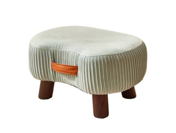 DANNMPX Sitzhocker Wohnzimmer Gemütlicher Fußhocker, Weicher, Kurzer Plüsch, Gepolstert, Tragbarer Griff Zusätzliche Sitzplätze(Grün)