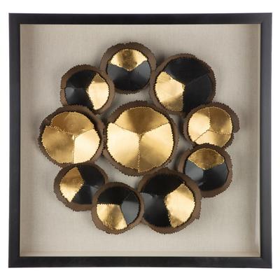Metallbild GILDE "Bild quadratisch Cut schwarz", gold (farbe rahmen: schwarz, farbe bild(er): schwarz), B:60cm H:60cm T:6cm, Kunststoff, Bilder, Modern abstrakte Kunst geometrisches Muster Designbild Metalloptik