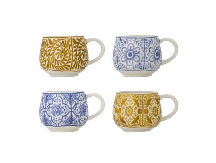 Creative Collection Milton Espressotasse, Blau, Steingut, T7xH5,5 cm, 4er-Set, 155 ml
