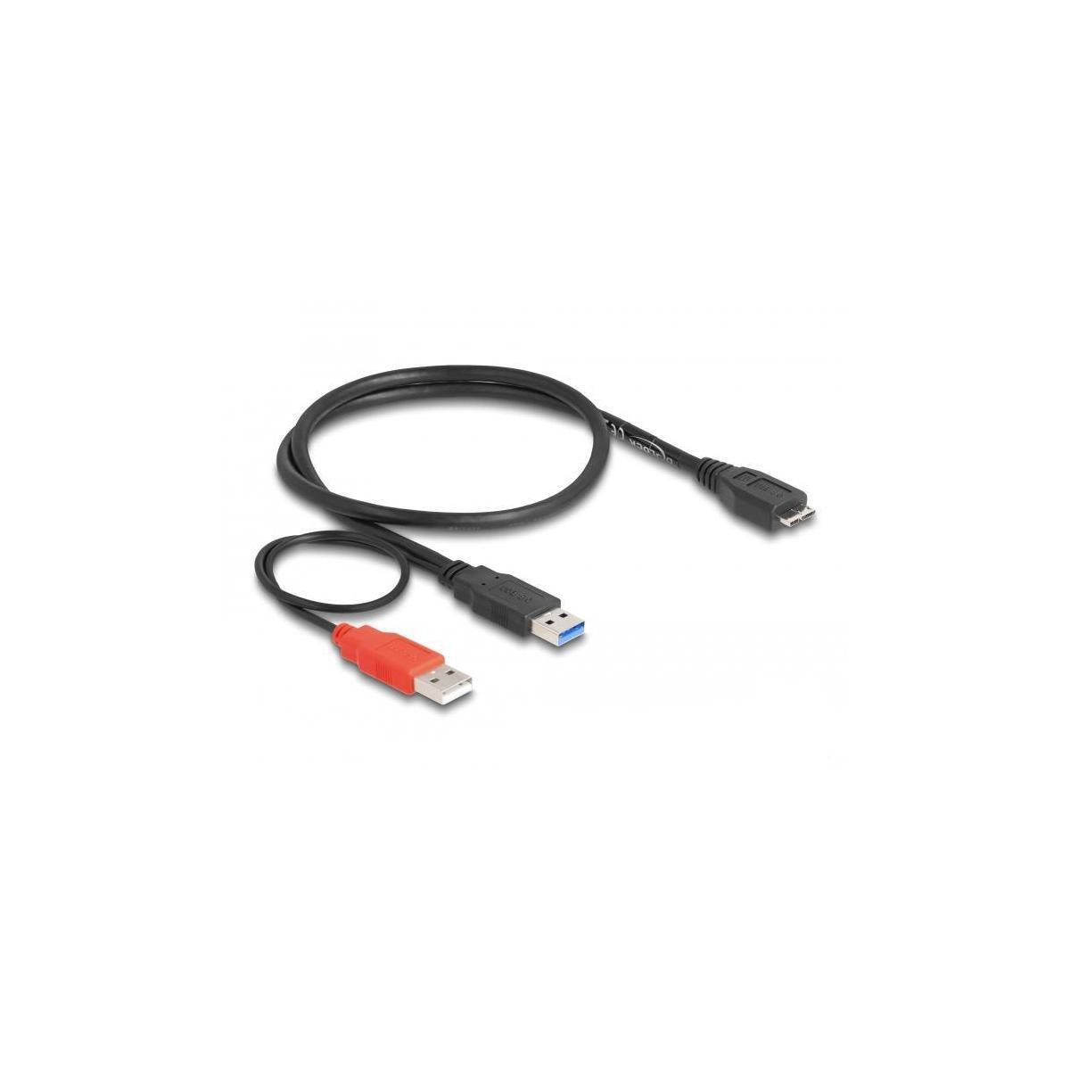 Delock USB 3.0 Y-kabel met 1x USB 3.0 naar 1x USB 3.0 Micro-B mannelijke aansluitingen