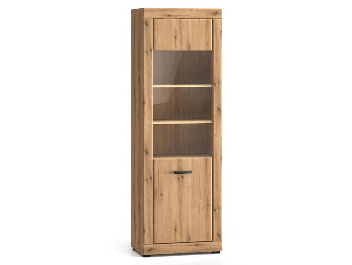 Feldmann-Wohnen Vitrine Dora Evoke Eiche / mit Beleuchtung 65 / 40 / 195 cm, Braun, 65x195x40 cm, Esszimmer, Vitrinen, Vitrinenschränke